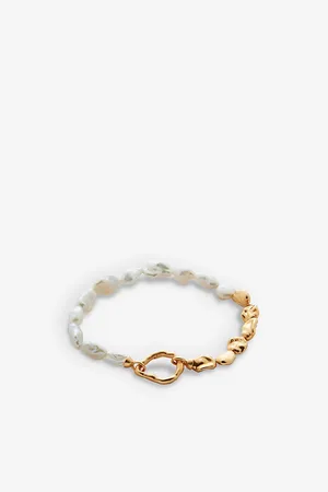 Monica Vinader Womens Keshi Recycled 18ct Yellow Gold-Plated Vermeil Sterling Silver and Freshwater Pearl Bracelet