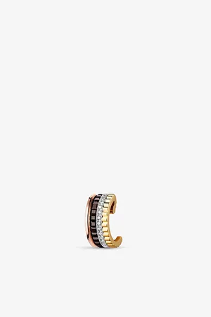 Boucheron Mens Quatre Classique 18ct Yellow-, White- and Rose-Gold and 0.05ct Brilliant-Cut Diamond Single Clip Earring