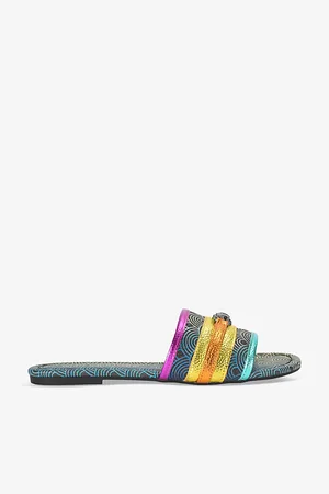 Kurt Geiger Womens Southbank Eagle-Embellished Leather Flat Sandals