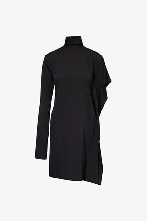 Sportmax Womens Circolo Asymmetric Stretch-Silk Midi Dress