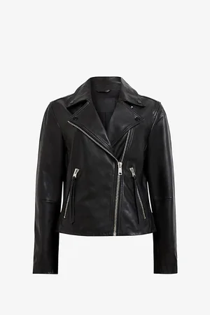 AllSaints Womens Dalby Stud-Embellished Leather Biker Jacket