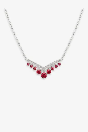 CHAUMET Joséphine Aigrette 18ct White-Gold, 0.23ct Brilliant-Cut Diamond and Ruby Pendant Necklace