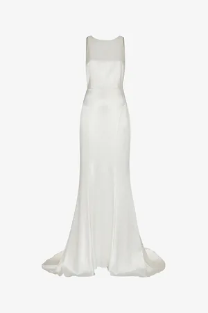 Whistles Womens Lina Low-Back Satin Wedding Dress