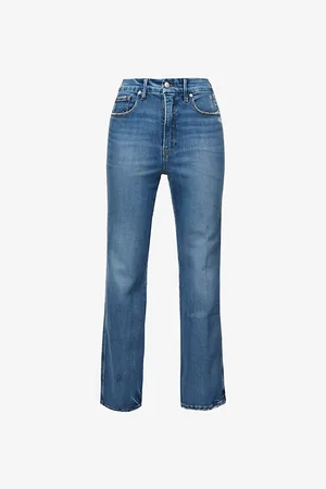 GOOD AMERICAN Womens Good Curve Straight-Leg High-Rise Stretch-Denim Jeans
