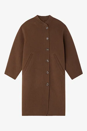 Soeur Womens Beaulieu Round-Neck Wool-Blend Coat
