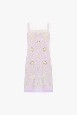 Ro&Zo Womens Broderie-Pattern Sleeveless Cotton Mini Dress