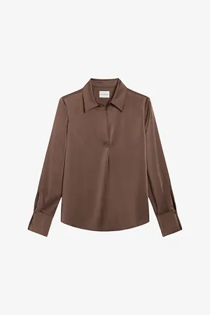 Claudie Pierlot Womens Collar V-Neck Satin Shirt