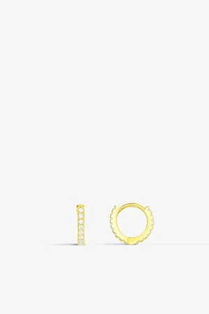 APM Monaco Womens Bejewelled 18ct -Plated Metal Alloy and Cubic Zirconia Huggie Earrings