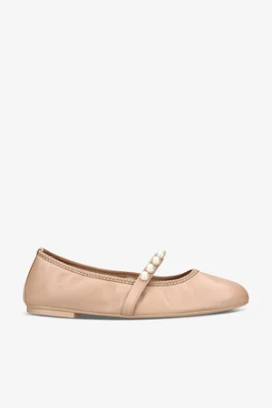 Stuart Weitzman Womens Goldie Pearl-Embellished Leather Ballet Flats