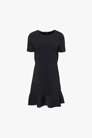 Stella McCartney Womens Iconic Round-Neck Short-Sleeve Stretch-Woven Midi Dress