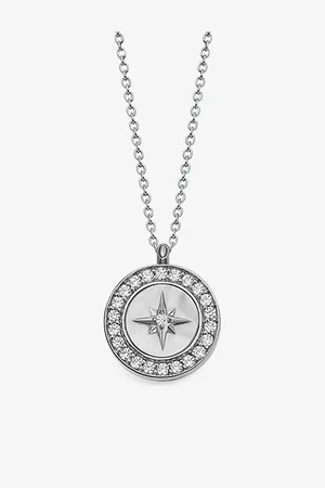 ASTLEY CLARKE Womens Large Polaris Mother-Of-Pearl, Sterling Silver and White Sapphire Locket Necklace