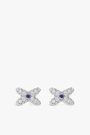 CHAUMET Jeux De Liens 18ct White-Gold, 0.10ct Brilliant-Cut Sapphire and 1.05ct Brilliant-Cut Diamond Stud Earrings