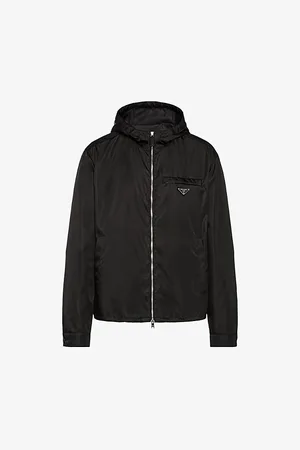 Prada Mens Re-Nylon Brand-Plaque Hooded Polyamide Jacket