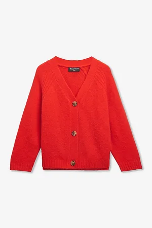 Whistles V-Neck Textured Wool-Blend Cardigan 3-10 Years