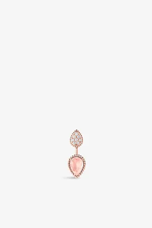 Boucheron Serpent Boheme 18ct Rose-Gold,0.16ct Brilliant-Cut Diamond and 1.5ct Pink Quartz Earrings