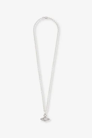 Vivienne Westwood Mens Carmela Silver-Tone Brass and Cubic Zirconia Crystal Necklace