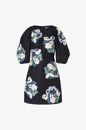 By Malina Womens Primerose Graphic-Print Open-Front Woven Mini Dress