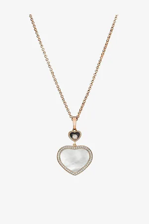 Chopard Happy Hearts 18ct Rose-Gold, 0.24ct Diamond and Mother-Of-Pearl Necklace