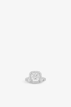 APM Monaco Womens Lumiere Square Sterling- and Pavé Zirconia Ring