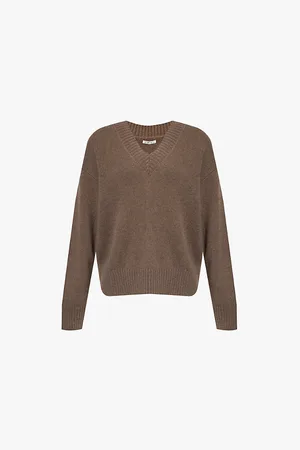 Reformation Womens Jadey V-Neck Recycled Cashmere-Blend Jumper