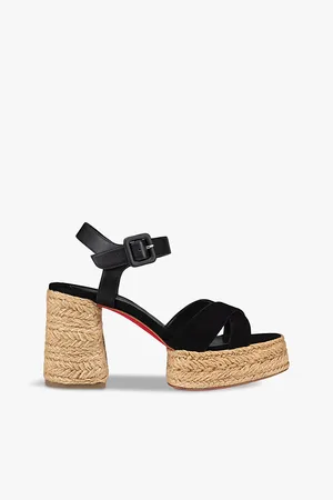 Christian Louboutin Womens Calakala 85 Suede and Leather Heeled Espadrilles