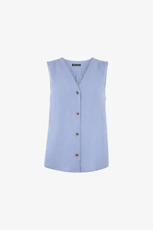 Whistles Womens Laura V-Neck Sleeveless Linen Vest