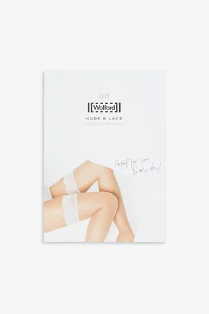 Wolford Womens Nude 8 Floral-Trim Stockings