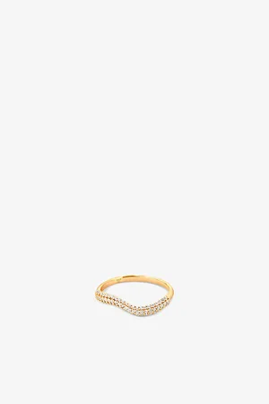 Astrid & Miyu Womens Wave 18ct Yellow -Plated Recycled Sterling-Silver and Cubic Zirconia Ring