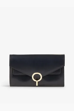 Sandro Womens Logo-Embossed Grained-Leather Clutch Bag