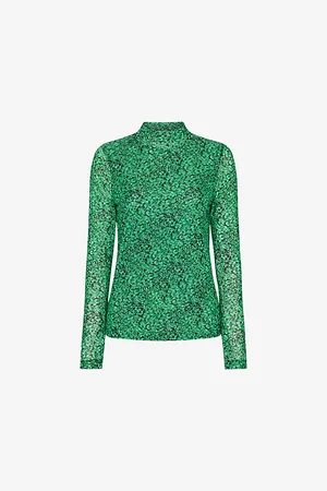 Whistles Womens Floral-Pattern Long-Sleeved Stretch-Mesh Top