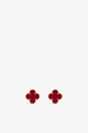 Van cleef Vintage Alhambra Yellow-Gold and Carnelian Stud Earrings