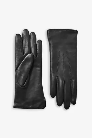 ASPINAL OF LONDON Womens Stitch-Embellished Cashmere and Leather Gloves
