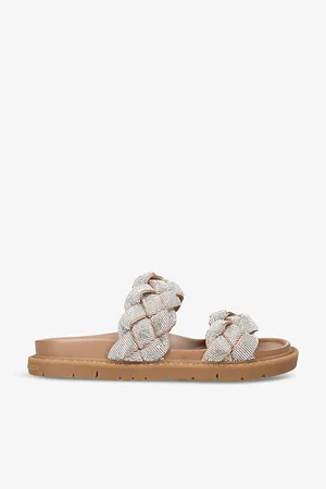 Kurt Geiger Womens Rath Bling Braided Vegan-Leather Slides