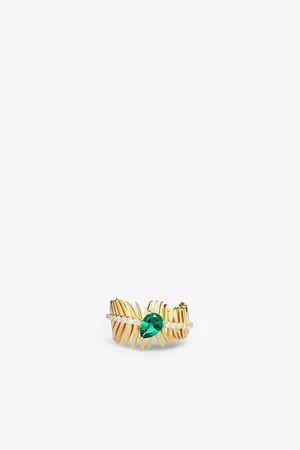 CARAT* London Womens Palma Yellow- Plated Vermeil Sterling Silver and Cubic Zirconia Ring