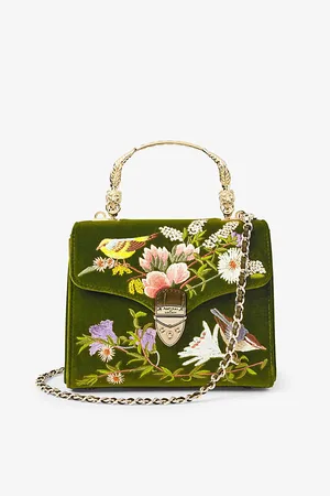 ASPINAL OF LONDON Womens Mayfair Mini Velvet and Leather Shoulder Bag