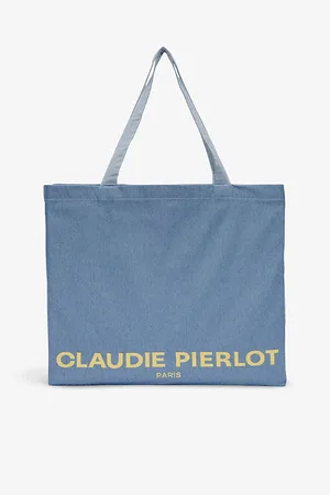 Claudie Pierlot Womens Logo-Print Oversized Recycled Cotton-Blend Tote Bag