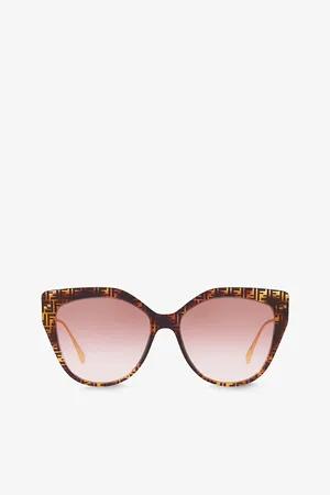 Fendi Womens Fe40011U Logo-Print Acetate and Metal Sunglasses