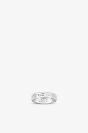 APM Monaco Womens Love Morse Code Sterling- and Zirconia Ring