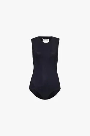 Maison Margiela Womens Round-Neck Short-Sleeve Stretch-Woven Bodysuit