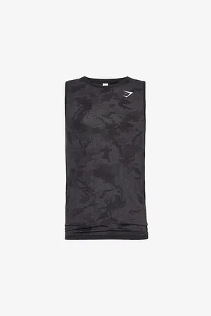 GymShark Mens Geo Seamless Logo-Print Polyester-Blend Tank Top