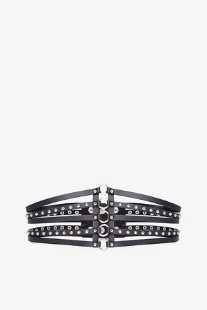 The Kooples Womens Stud-Embellished Leather Corset Belt