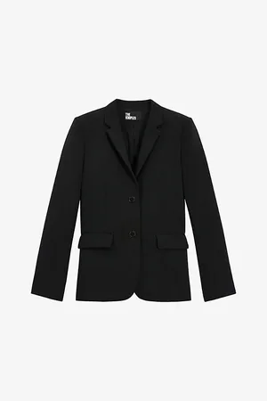The Kooples Womens Notched-Lapel Stretch-Woven Blazer