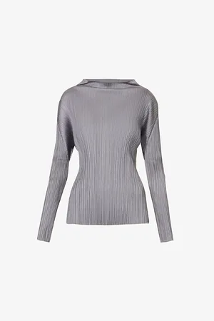 PLEATS PLEASE ISSEY MIYAKE Womens Pleated High-Neck Knitted Top