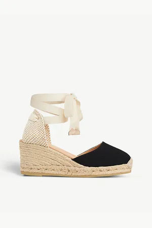LK Bennett Womens Maureene Woven Canvas Wedge Espadrilles