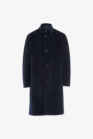 Prada Mens Pinstriped Collared Corduroy Coat