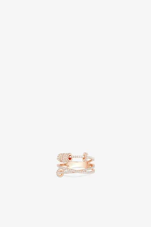 APM Monaco Womens Triple-Band 18ct -Plated Metal Alloy and Cubic Zirconia Ring