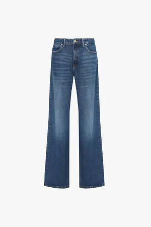 GOOD AMERICAN Womens Good Ease Relaxed Mid-Rise Wide-Leg Jeans
