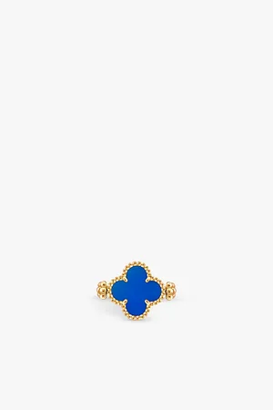 Van cleef Vintage Alhambra 18ct Yellow-Gold and Agate Reversible Ring