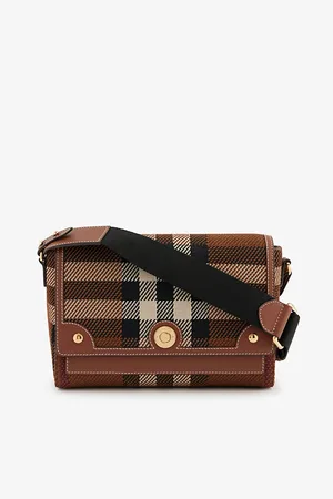 Burberry Womens Checked Woven Cross-Body Bag