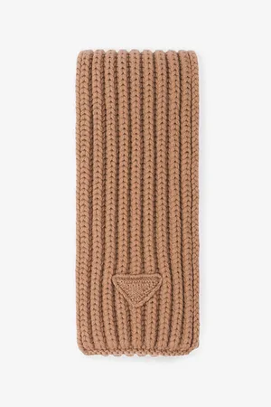 Prada Mens Ribbed-Knit Cashmere Scarf